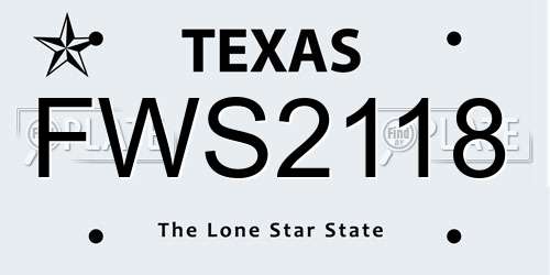 FWS2118 Texas License Plate