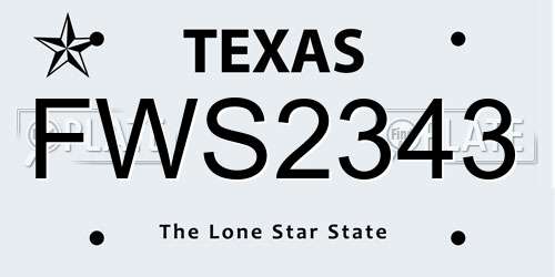 FWS2343 Texas License Plate