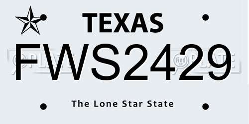 FWS2429 Texas License Plate