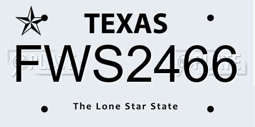 FWS2466 Texas License Plate