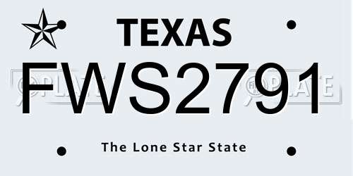 FWS2791 Texas License Plate