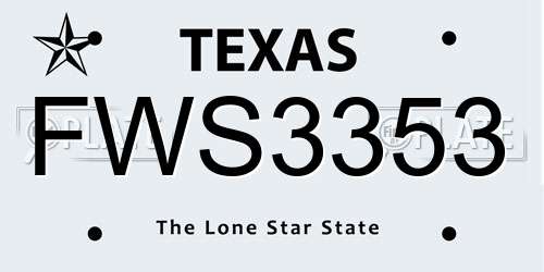 FWS3353 Texas License Plate