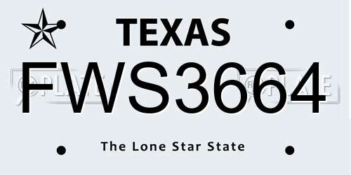 FWS3664 Texas License Plate