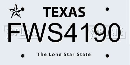 FWS4190 Texas License Plate