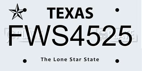 FWS4525 Texas License Plate