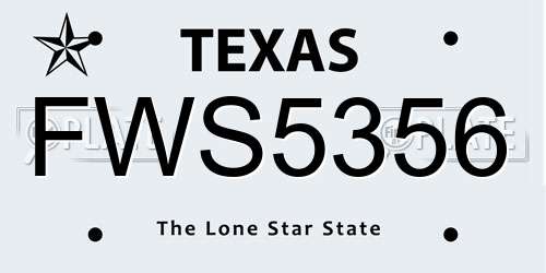 FWS5356 Texas License Plate
