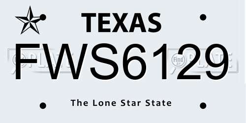FWS6129 Texas License Plate