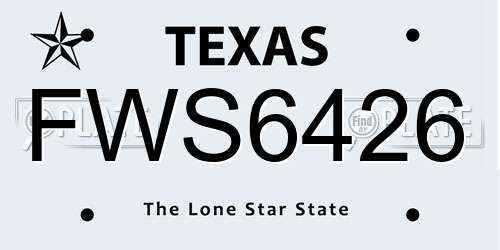 FWS6426 Texas License Plate
