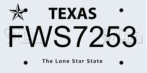 FWS7253 Texas License Plate