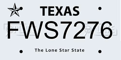 FWS7276 Texas License Plate