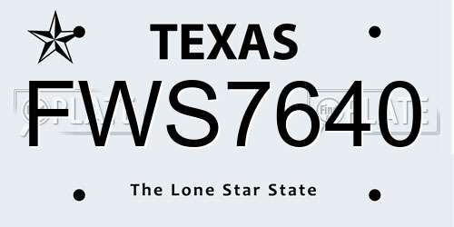 FWS7640 Texas License Plate