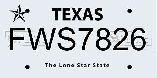 FWS7826 Texas License Plate