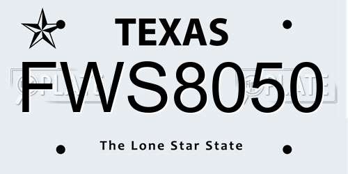 FWS8050 Texas License Plate