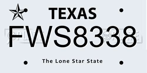 FWS8338 Texas License Plate