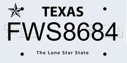 FWS8684 Texas License Plate
