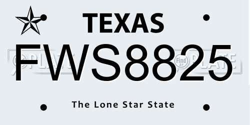 FWS8825 Texas License Plate