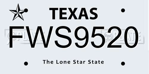 FWS9520 Texas License Plate