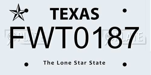 FWT0187 Texas License Plate