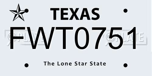 FWT0751 Texas License Plate