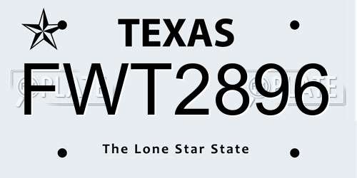 FWT2896 Texas License Plate