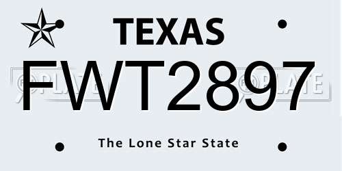 FWT2897 Texas License Plate