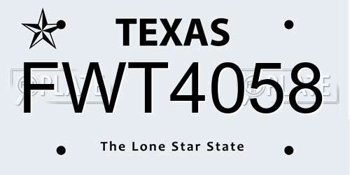 FWT4058 Texas License Plate