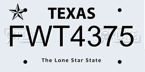 FWT4375 Texas License Plate