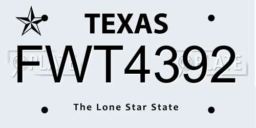 FWT4392 Texas License Plate