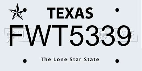 FWT5339 Texas License Plate