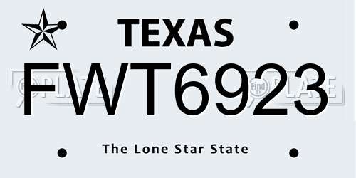 FWT6923 Texas License Plate