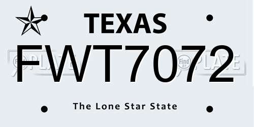 FWT7072 Texas License Plate