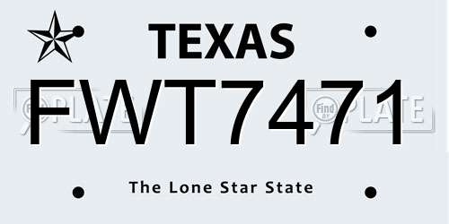 FWT7471 Texas License Plate
