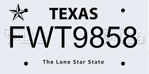 FWT9858 Texas License Plate