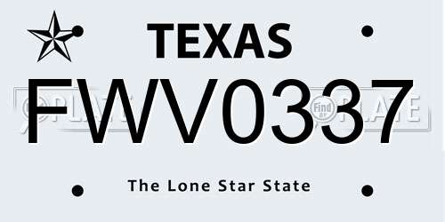 FWV0337 Texas License Plate