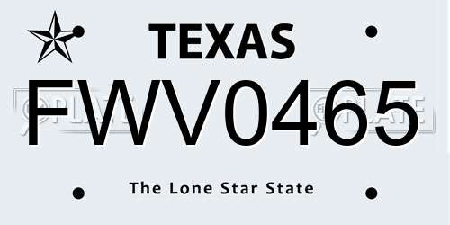 FWV0465 Texas License Plate