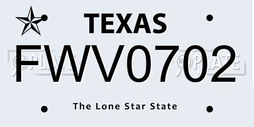 FWV0702 Texas License Plate