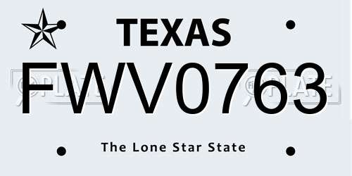 FWV0763 Texas License Plate