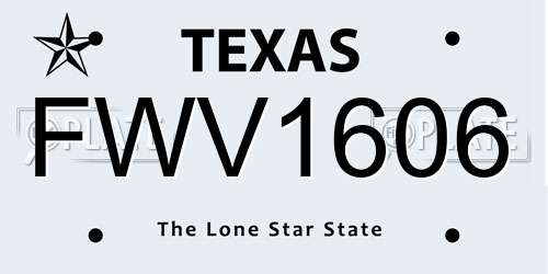FWV1606 Texas License Plate