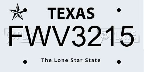 FWV3215 Texas License Plate