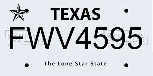 FWV4595 Texas License Plate