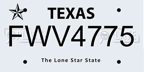 FWV4775 Texas License Plate