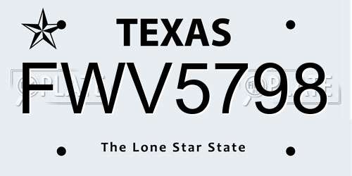 FWV5798 Texas License Plate