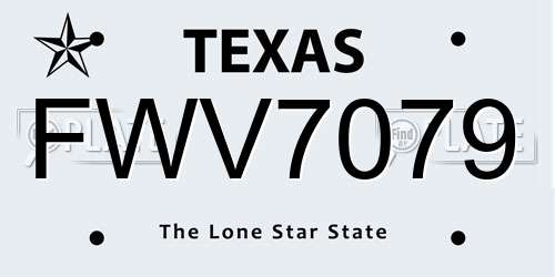 FWV7079 Texas License Plate