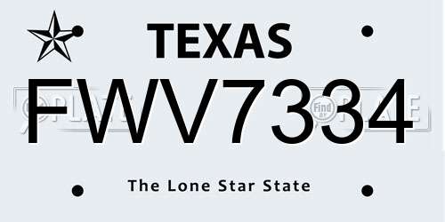 FWV7334 Texas License Plate