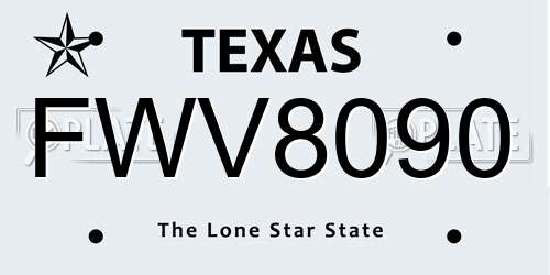 FWV8090 Texas License Plate