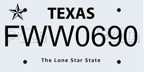 FWW0690 Texas License Plate