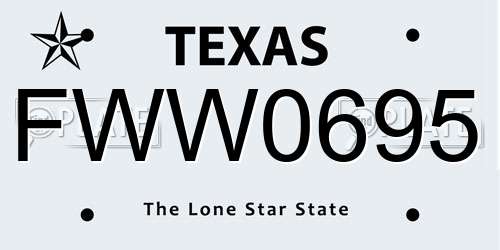 FWW0695 Texas License Plate