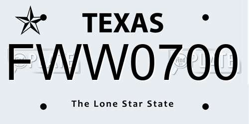 FWW0700 Texas License Plate
