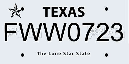 FWW0723 Texas License Plate