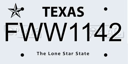 FWW1142 Texas License Plate